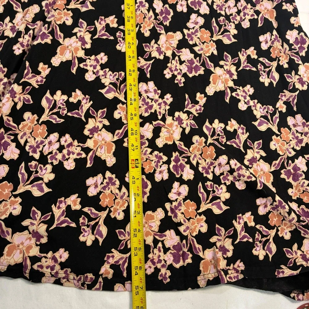Pact Maxi Dress Organic Cotton Fit Flare Womens XL Black Floral Granola - Picture 6 of 13